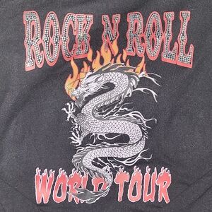 Charlotte Russe Black Long Sleeve Dragon Graphic Tee w Red Accents Rock and ROLL